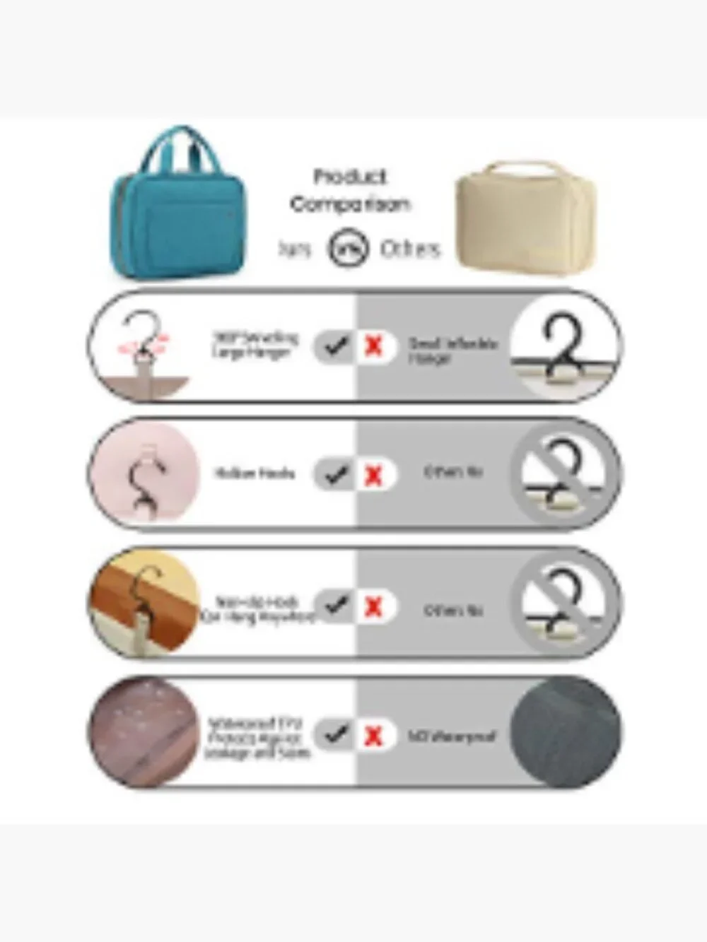 BAGSMART Toiletry Bag Travel with Hanging Hook, Water-Resistant, Polyester,
